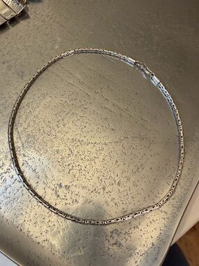 Sterling Silver Byzantine Chain Necklace – Vintage Woven Link Chain